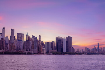 Naklejka premium New York City Manhattan downtown skyline, New York, NY, USA