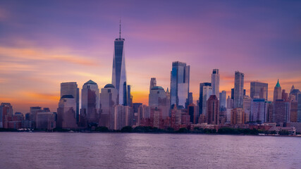 New York City Manhattan downtown skyline, New York, NY, USA