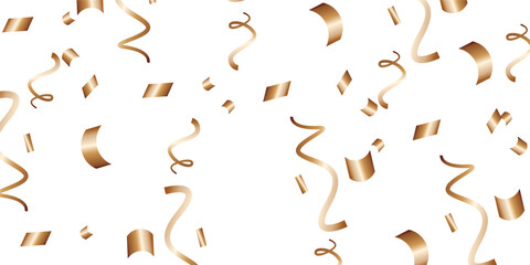 Luxury vector Golden confetti isolated on white background. Scatter gradient with gold confetti on dark backdrop. Glamour falling glitter. New year wallpaper .brochure template. Cover texture design.	