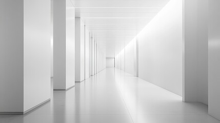 Fototapeta premium Minimalist White Corridor with Bright Illumination