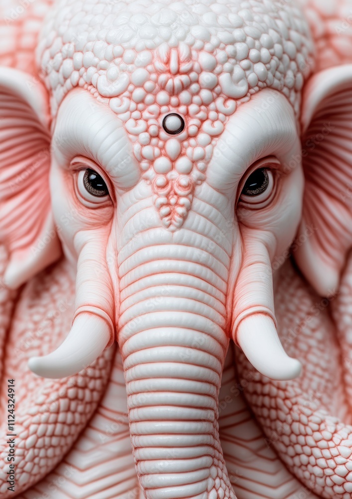 Poster artistic display close-up of an intricate elephant sculpture with cultural significance