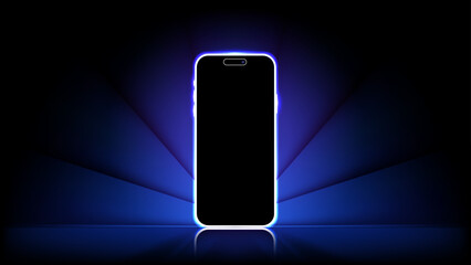 Smartphone and Mobile Phone Light Screens: Illustrations of Glowing Display Technology. Vector. © Jer