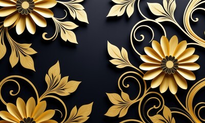 Elegant golden floral pattern on dark background highlighting intricate designs
