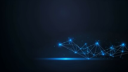 Futuristic Digital Network Connection Background with Blue Glowing Lights, Abstract Technology Design, and Dynamic Data Points