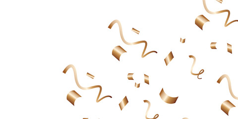 Obraz premium Luxury vector Golden confetti isolated on white background. Scatter gradient with gold confetti on dark backdrop. Glamour falling glitter. New year wallpaper .brochure template. Cover texture design. 