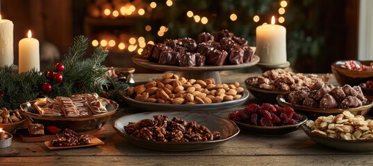 Gourmet Holiday Advent Calendar with Artisanal Snacks and Festive Table Setting for Seasonal Celebrations