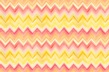 Yellow and pink watercolor chevron pattern