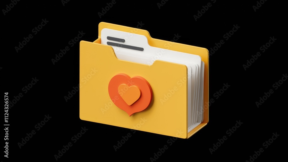 Poster a yellow folder icon with a heart symbol, representing favorite or important files.
