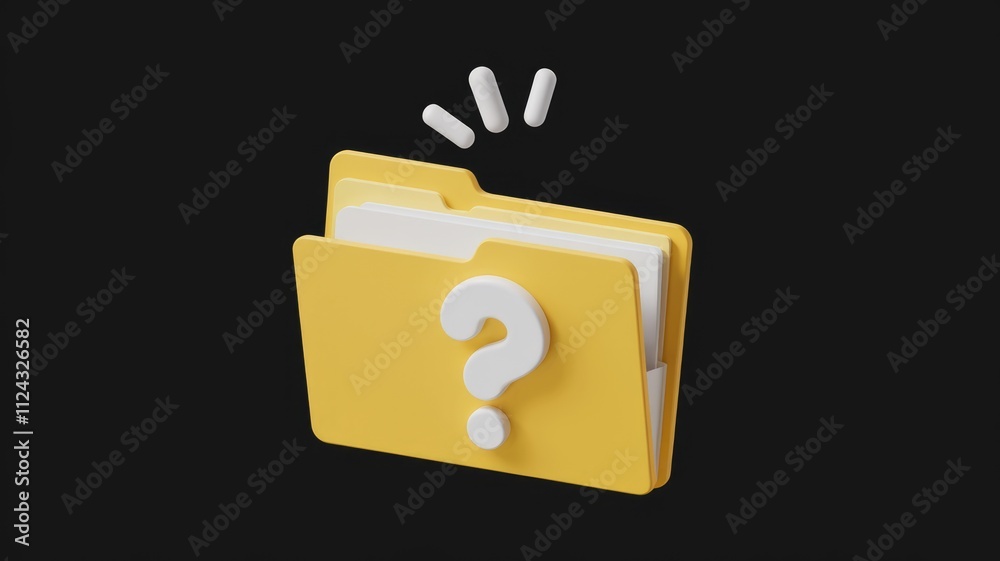 Fototapete A yellow folder icon with a question mark, signifying unknown or missing files.
