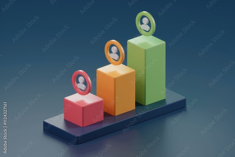 Poster Ascending bar graph showing increasing user growth or business performance.