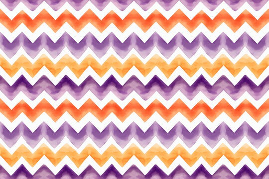 Orange and purple watercolor chevron pattern