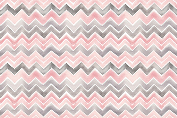 Pink and gray watercolor chevron pattern