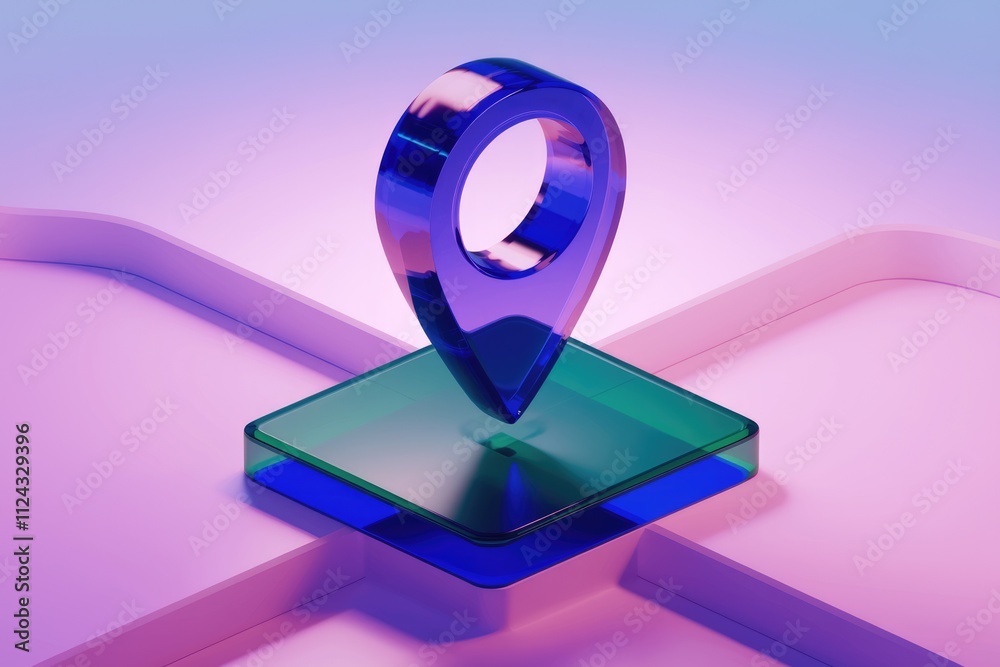 Aufkleber a vibrant 3d render of a glass location pin, symbolizing navigation and place.