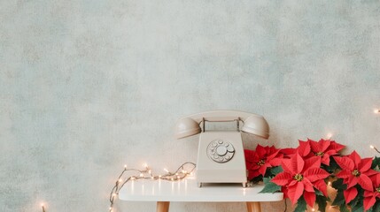 Nostalgic Holiday Corner with Antique Telephone for National Ding-A-Ling Day, Christmas, and New Year Celebrations