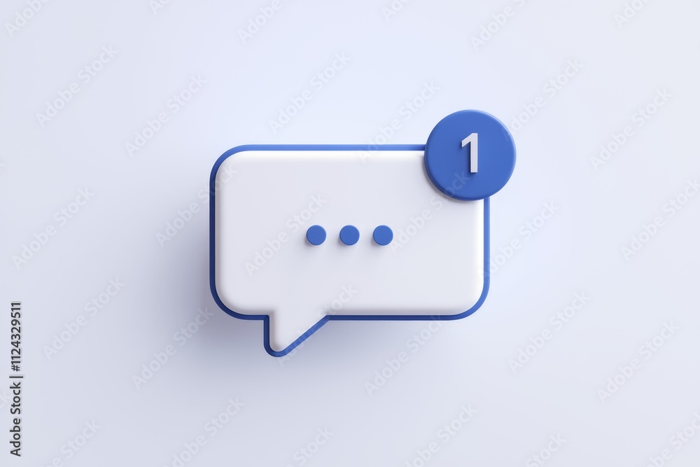 Poster A 3D rendered chat bubble with one new message notification.