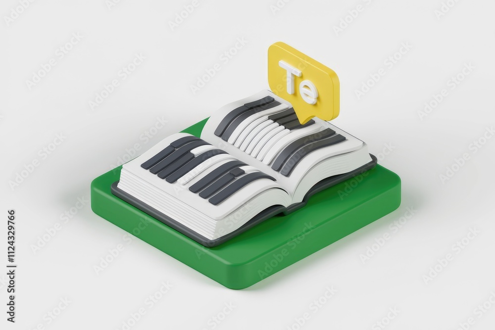 Aufkleber a 3d book illustration with 'te' highlighting spanish language learning.