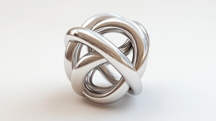 Fototapeta premium Abstract silver metallic knot sphere.