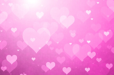 Blurred pink hearts bokeh background, abstract holiday backdrop. Greeting card, Valentine's Day concept.