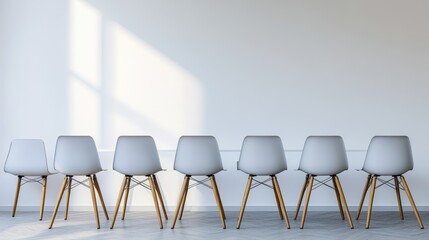 Minimalist Gray Chairs in Empty Room with Light Filtering Through