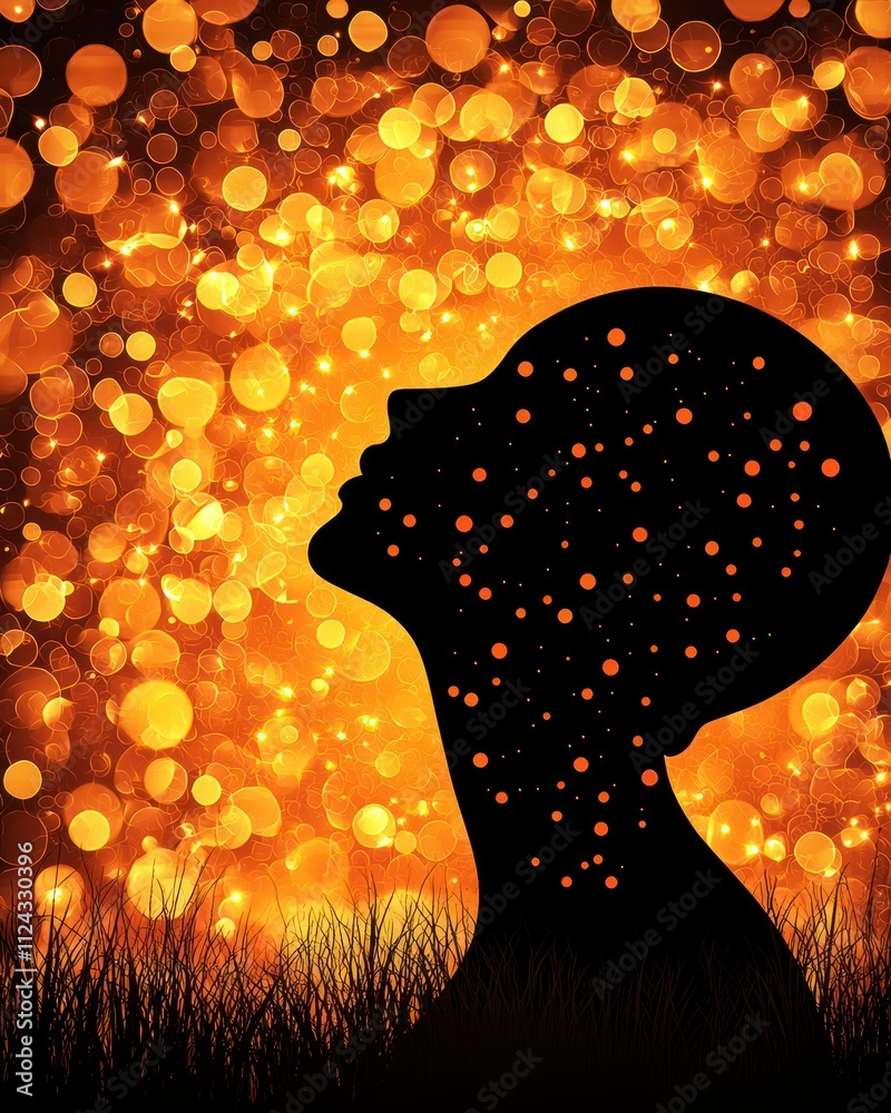 Poster silhouette viewpoints vibrant abstract art and emotional reflections in creative spaces blur backgro