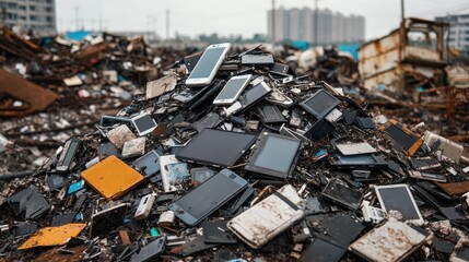 Electronic Waste Pile - Discarded Digital Devices and Electronics