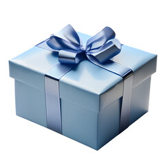 A light-blue gift box with a light-blue ribbon bow cutout png

