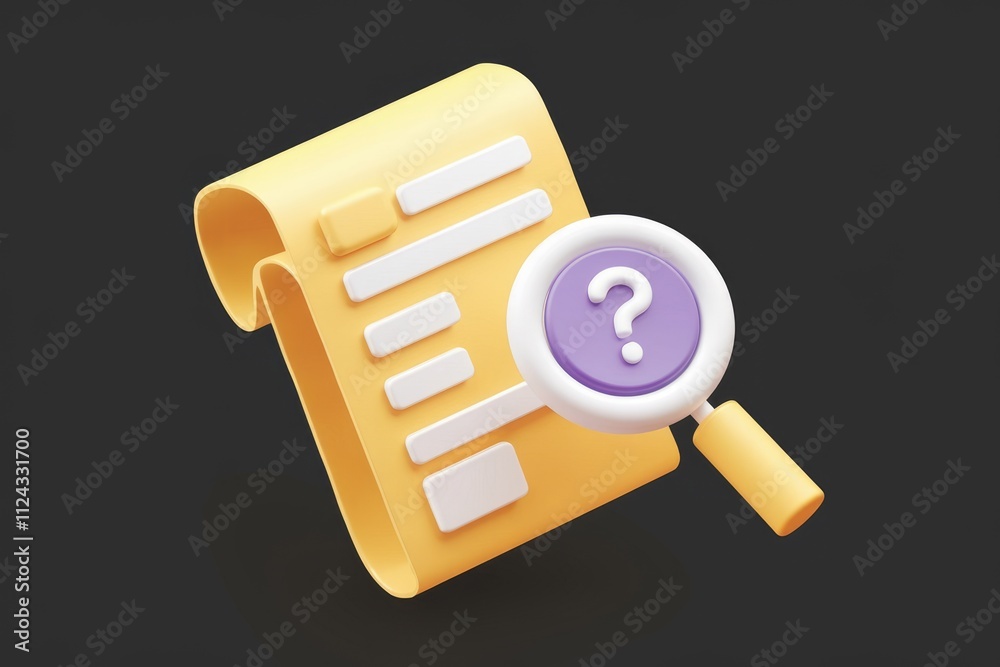Aufkleber a magnifying glass with a question mark examines a document, symbolizing inquiry and investigation.