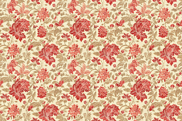 Red and beige chinoiserie pattern
