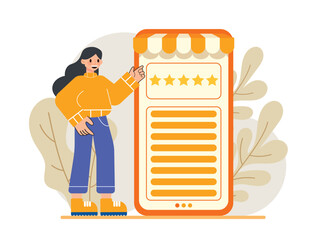 E-Commerce Illustration, Star Ratings Interface for Online Reviews, Flat Vector Illustration.