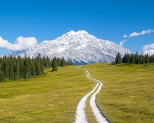 Scenic Mountain Pathway Celebrating International Mountain Day, Earth Day, and World Environment Day
