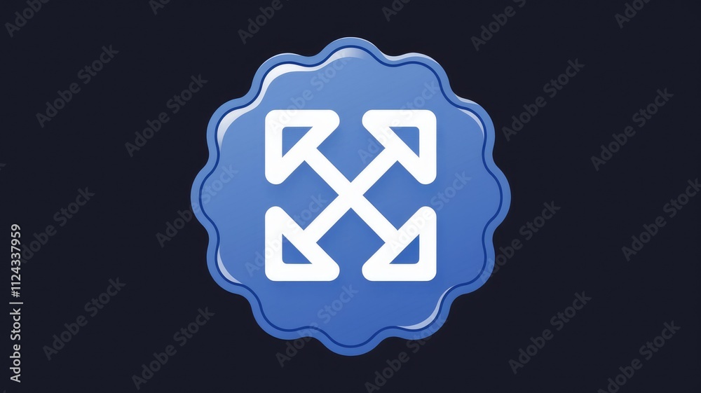 Poster A blue badge displays four arrows pointing in opposite directions, symbolizing resizing or expanding.