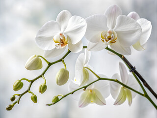 Obraz premium white orchids on a white background