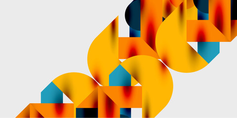 Detailed composition of circles, semicircles, and triangles with glossy effects and smooth gradients. A sleek and modern vector design for creative and tech-inspired projects