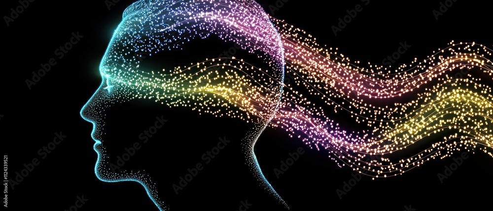 Poster creative mind visualization digital art abstract concept dark environment profile view