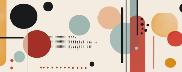 Combine mid-century design with minimalistic abstract forms and soft tones. Perfect for contemporary design projects and decor, vector illustration, flat style.