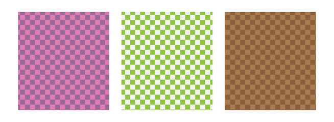 Colorful trendy checkerboard square seamless pattern collection. Set of geometric modern pastel square background in vintage style. Funky hippie fashion textile print, retro background. eps 10