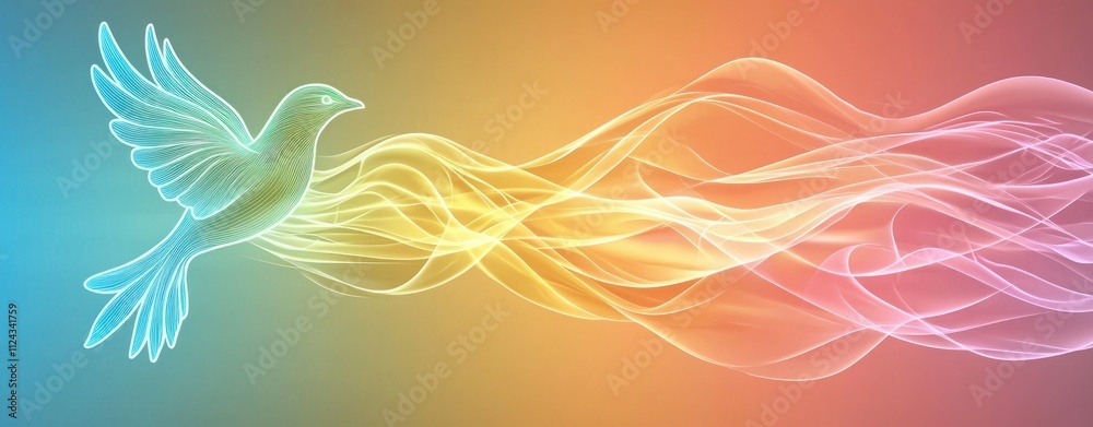 Aufkleber elegant bird in flight colorful abstract background digital art creative concept