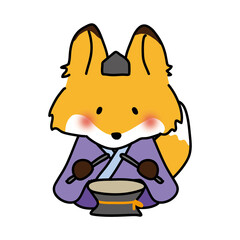 キツネの雛人形の五人囃子（太鼓）