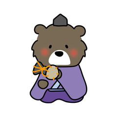 クマの雛人形の五人囃子（小鼓）