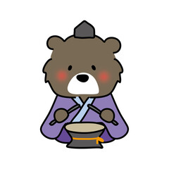 クマの雛人形の五人囃子（太鼓）
