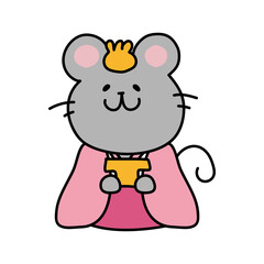 ネズミの雛人形の三人官女（三方）