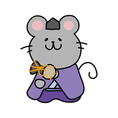 ネズミの雛人形の五人囃子（小鼓）