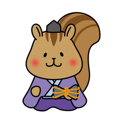 リスの雛人形の五人囃子（大鼓）