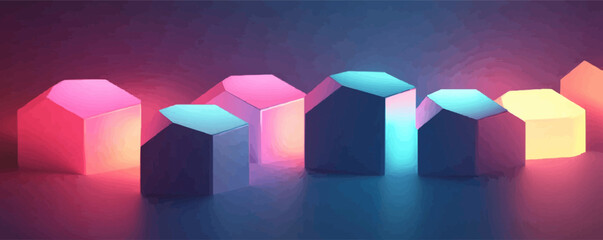 set of hexagonal prisms with light and shadow for a modern aesthetic, vector elegant 3D elements, flat style.