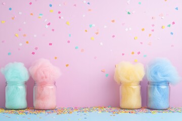 Whimsical Cotton Candy Display for National Cotton Candy Day, Easter, and Halloween Celebration