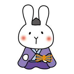 白いうさぎの雛人形の五人囃子（大鼓）