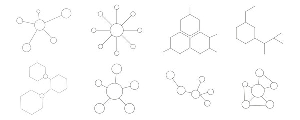 Hub networks connections system symbol line icon. Molecule or atom structure, communications social media contacts. Abstract share or business infrastructure.