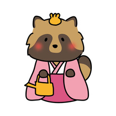 タヌキの雛人形の三人官女（提子）