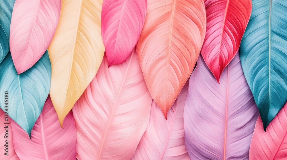 Poster vibrant colorful leaf patterns displayed in nature decorative art bright environment