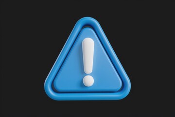 A 3D rendered blue triangle warning sign with a white exclamation mark, indicating caution or alert.